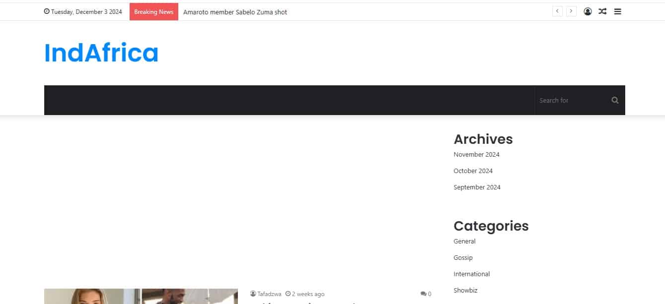 IndAfrica News Website Monetized by Google Adsense