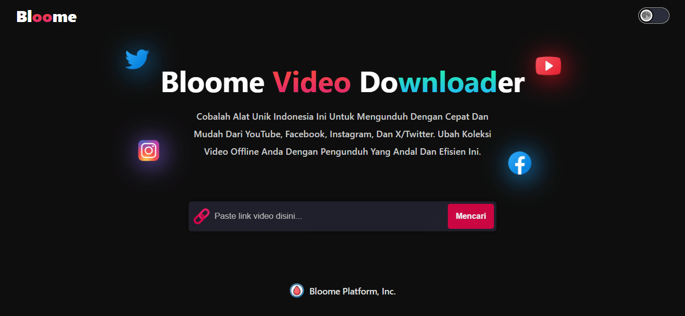 Bloome | Video Downloader YouTube, Facebook, Instagram, X/Twitter.