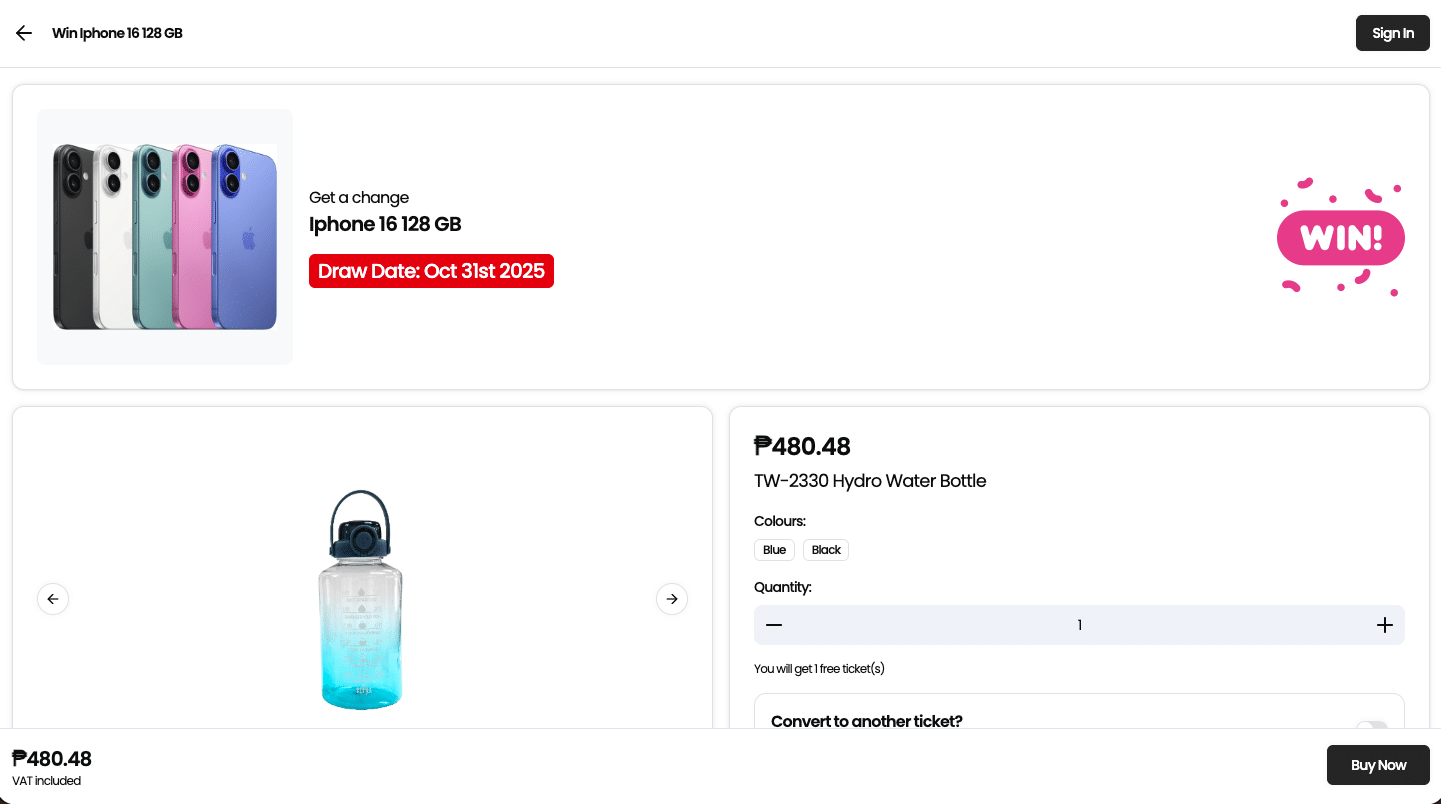 E commerce With Raffle Prizes